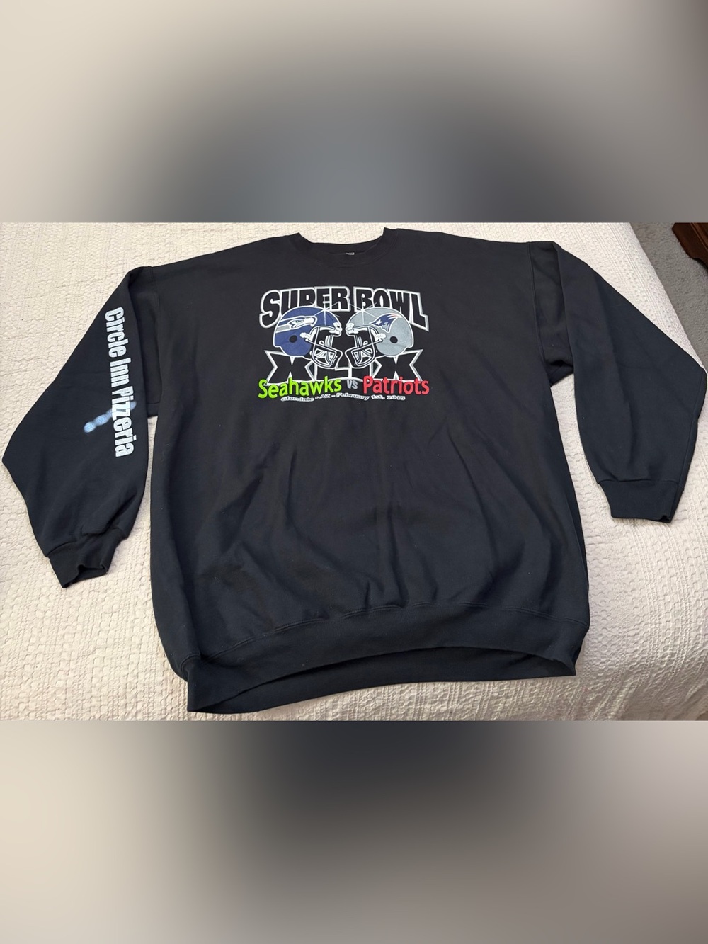 Port and Company Black Super Bowl Seahawks vs Patriots Crewneck